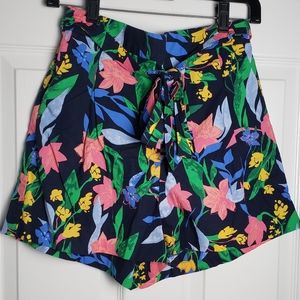 J. Crew factory Tropical Floral Front Tie High Waist Shorts